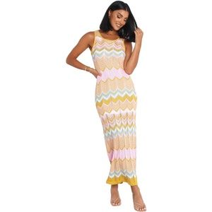 NWOT. Petal and Pup Crotchet-Knit Maxi "Davie Dress". Orange. US-8